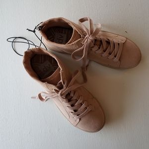 Dusty Rose High Top Sneakers Pink Lace Up Shoes
